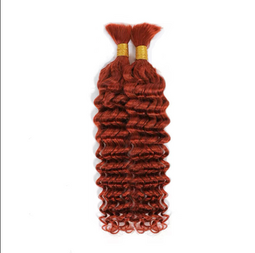 Bundle of #350 copper brown Brazilian Virgin 100g water wave curly bulk hair, 10A grade for braiding