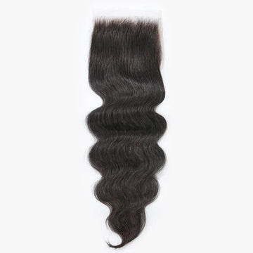 5x5 HD body wave lace closure, #1B natural black, free part, 14–18 inch, 100% human hair