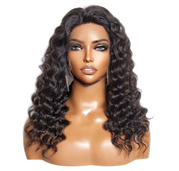 Loose Deep Wave Lace Front Wig – Glueless 3D Cap, 13×4 Transparent Lace, Pre-Bleached, 150% Density