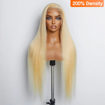 26–30″ #613 Blonde Straight Lace Frontal Wig – Pre-Plucked 13×4, 150% Density, 100% Human Hair
