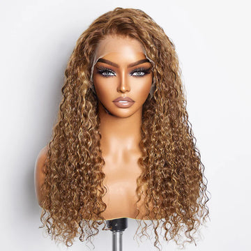 22–24″ Pre‑Plucked 13×4 Lace Front Water Wave Wig – Free Part, 150% Density, 100% Human Hair