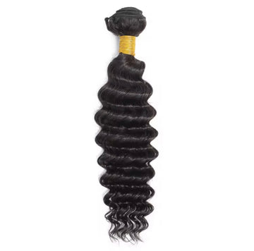 10A Virgin Deep Wave Human Hair Bundle in 1B Natural Black