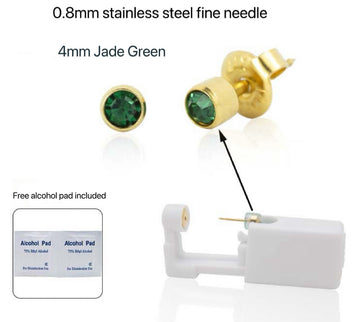 Ear Piercing Kit with Stud Earrings – 0.8mm Stainless Steel Piercing Tool with Free Alcohol Pad