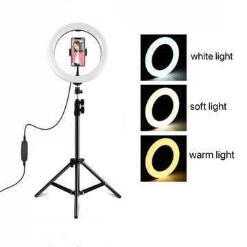 Dimmable 7.6‑Inch LED Selfie Ring Light with 43.3‑Inch Adjustable Tripod Stand – Ideal for Video Recording & Live Streaming on Smartphones, Cameras & Webcams