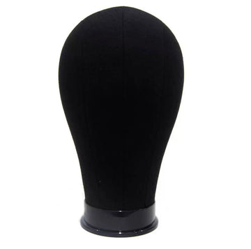 23” Canvas Block Head Wig Stand Mannequin – Hair Styling Manikin Head with Mount Hole & Pin Support for Wig Making, Display & Training