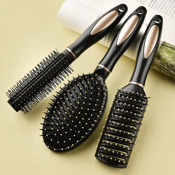 Anti-Static Cushion Hair Brush Set – ABS Ribbed Massage Brush for Curly Hair & Salon Use