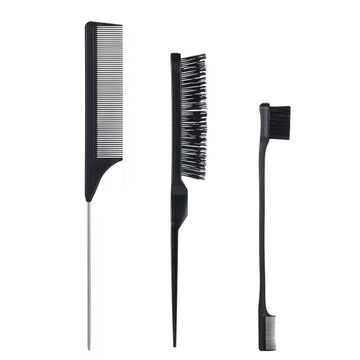 Professional Hair Styling Comb Set – Rat Tail Comb & Edge Brush for Defined Hairstyles