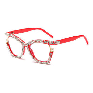 Oversized Rhinestone Blue Light Blocking Glasses Frame