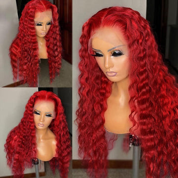 Hot Red 13x4 HD Lace Front Wig – 180% Density Brazilian Virgin Human Hair