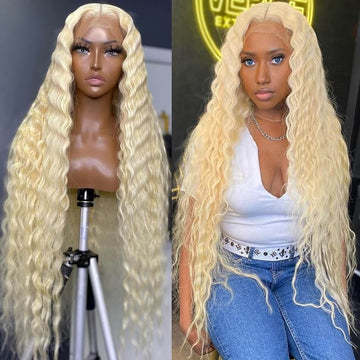 613 Blonde Deep Wave 13x 6 HD Lace Front Wig – 180% Density Human Hair Wig for Women