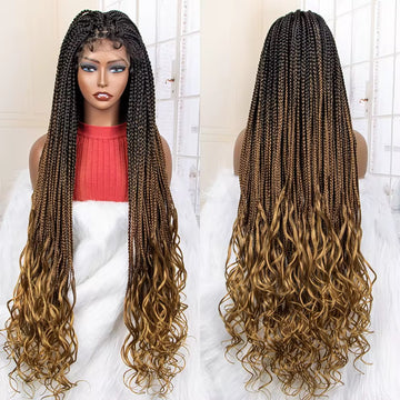 250% Density Frontal Lace Braided Wig – French Curl Style