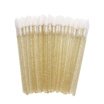 disposable lip brushes, 50 per pack, solid crystal handle lip brush sticks, portable lipstick brush makeup tool