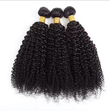 1B Raw Kinky Curly Human Hair Bundles – 3pcs, 12A Grade, 100g Each – Natural Black Unprocessed Hair for Voluminous Curls