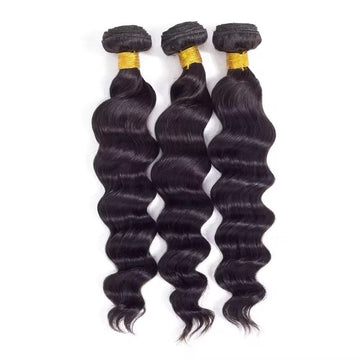 1B Raw Loose Wave Human Hair Bundles – 3pcs, 100g Each, 12A Grade Unprocessed Hair in Natural Black