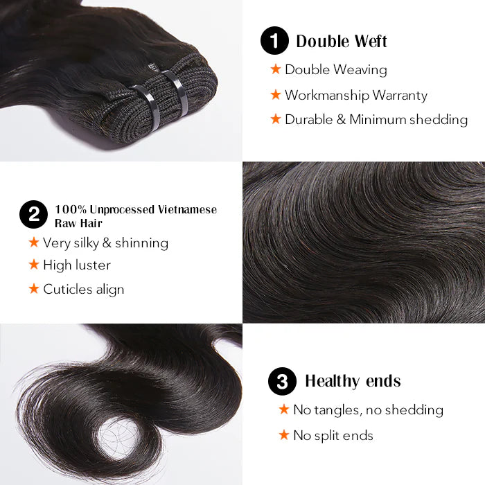 Silky double weft raw hair no tangles no shedding 