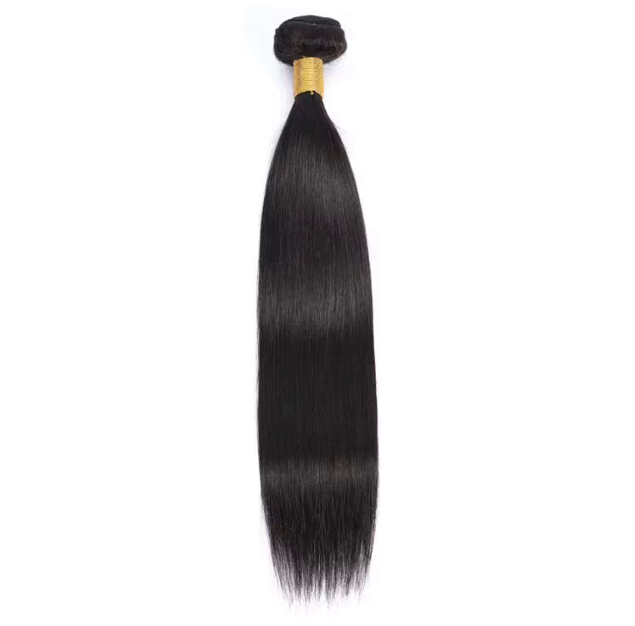 10A straight virgin human hair bundle in 1B natural black with silky, sleek texture