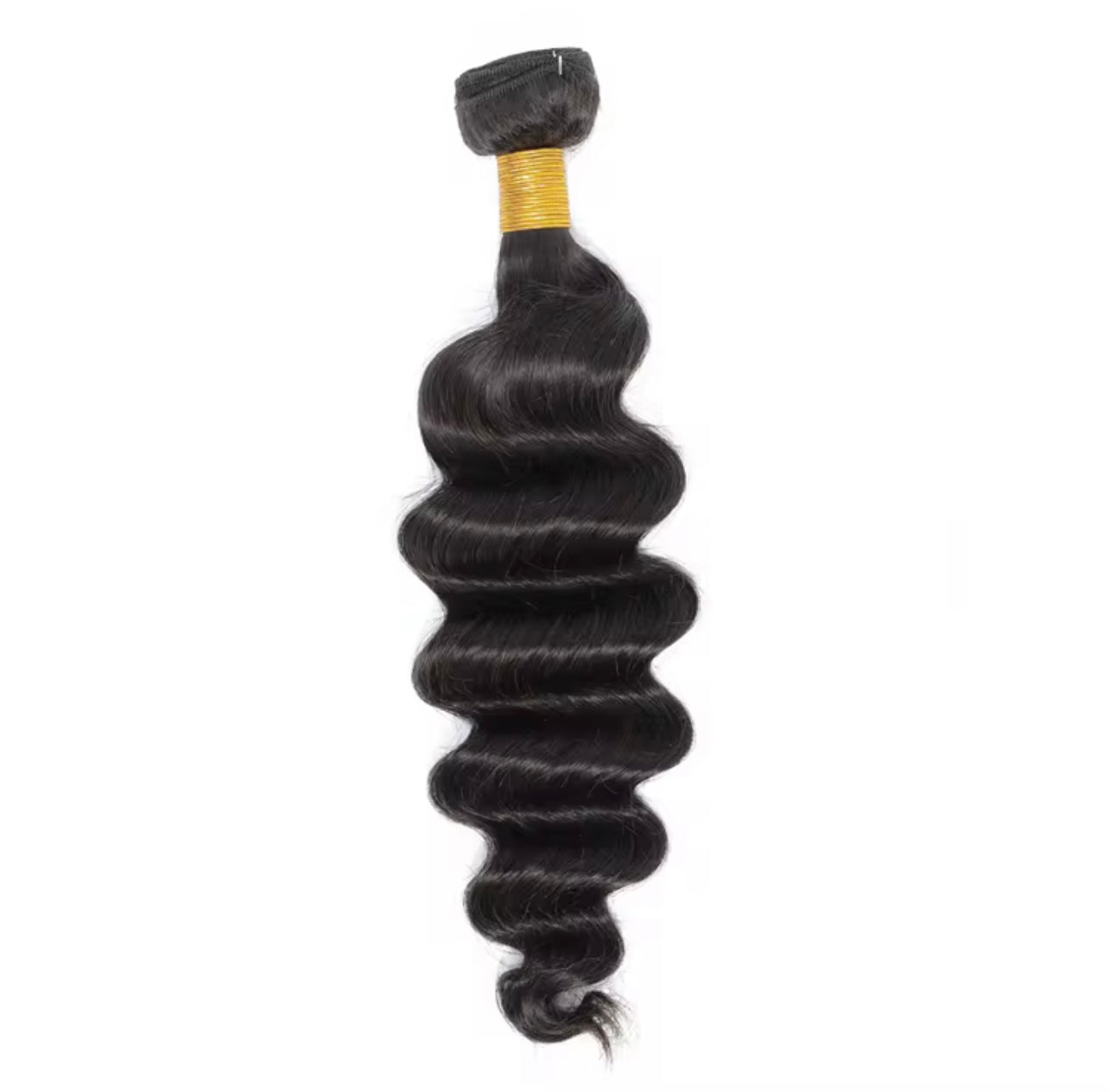10A virgin loose deep human hair bundle in 1B natural black with soft, deep waves