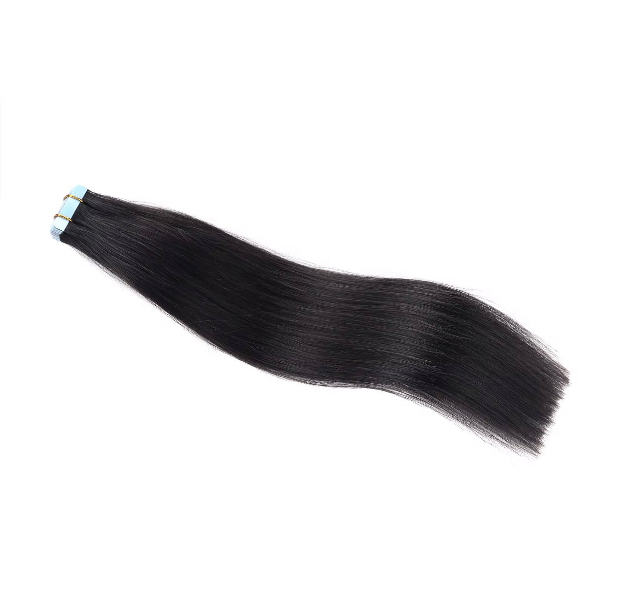 Luxury 12A tape-in human hair extensions in natural black (1B), 100g per pack with 40 pieces.