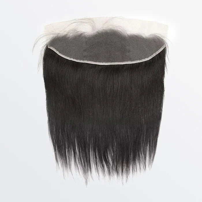 13x4 HD lace frontal, straight #1B natural black, 100% human hair, free part, 14–20 inches
