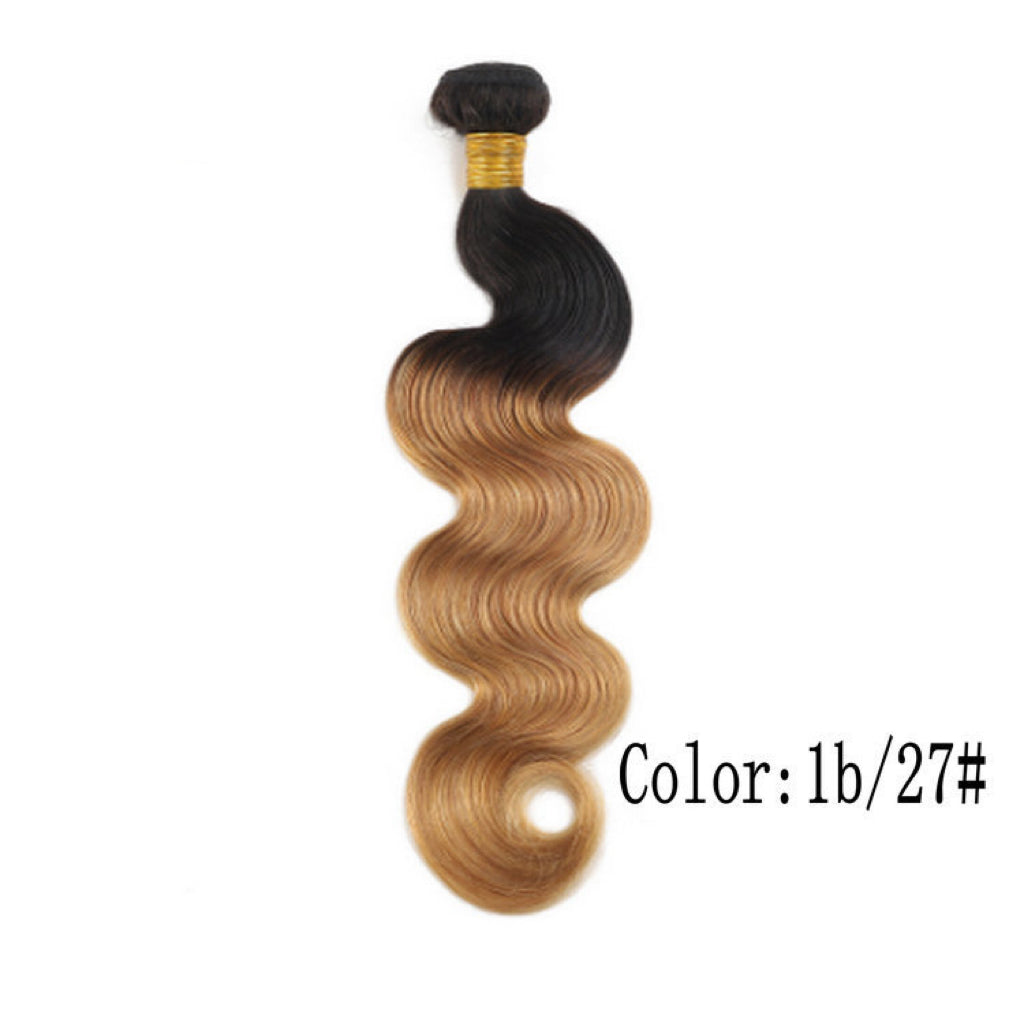1B/27 ombre body wave virgin Remy human hair bundle, 8 to 28 inches, 100g