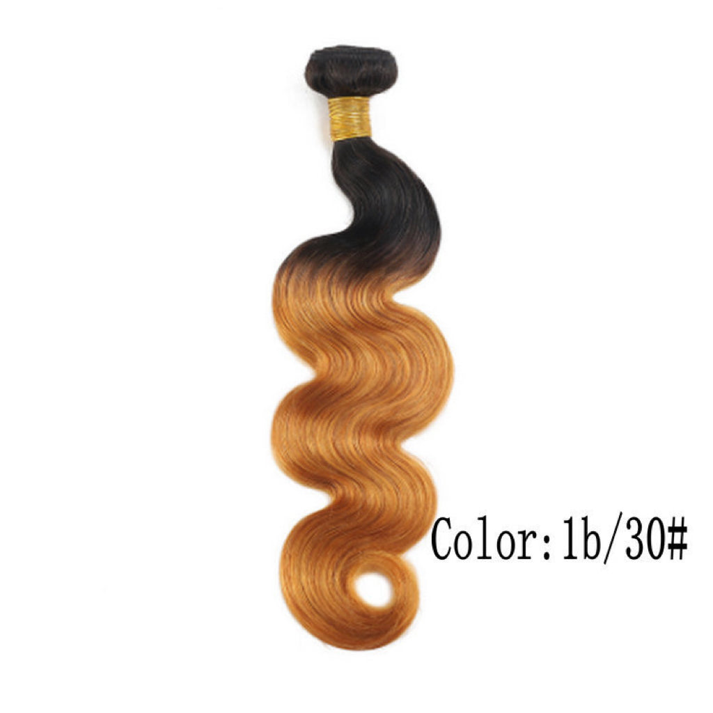 1B/30 ombre body wave virgin Remy human hair bundle, 10 to 28 inches