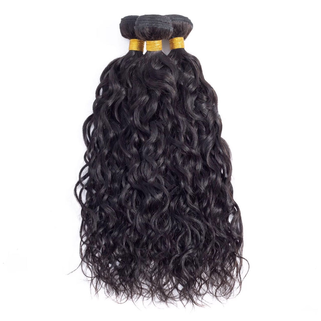 Three 1B raw water wave virgin human hair bundles, unprocessed 12A grade, 100g each – ideal for natural wavy hairstyles