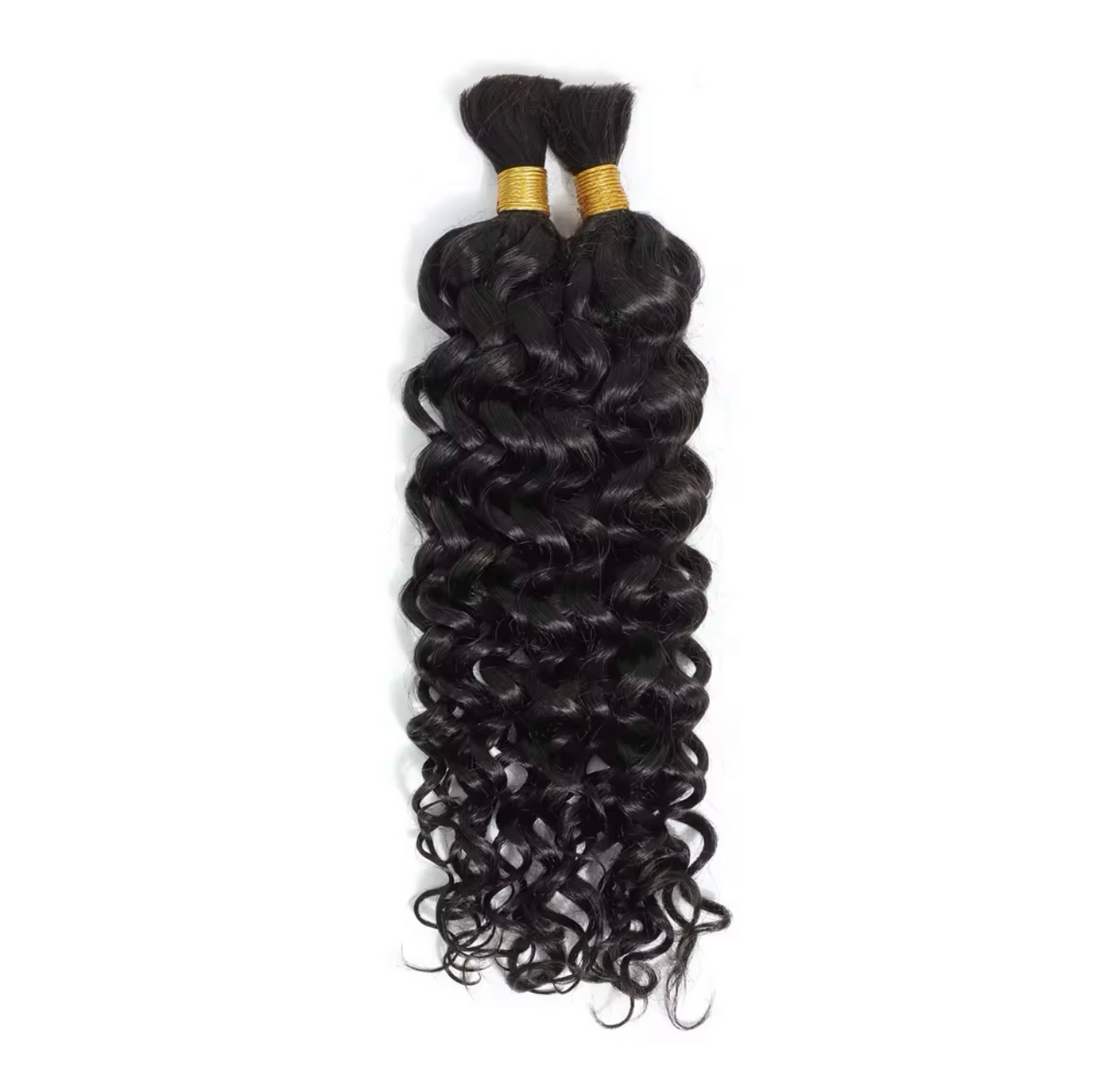 1B Brazilian Virgin curly water wave bulk human hair, 100g no-weft extensions for boho braiding