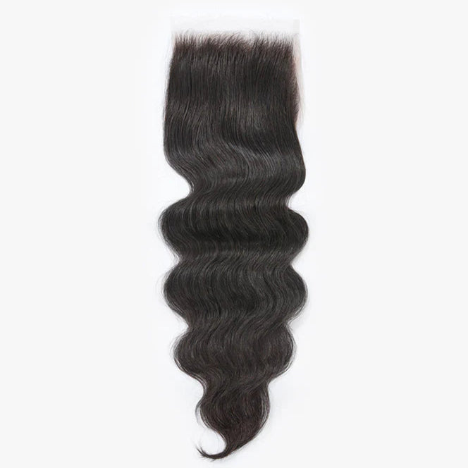 5x5 HD body wave lace closure, #1B natural black, free part, 14–18 inch, 100% human hair