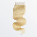 #613 blonde 4x4 lace closure, body wave texture, 12A grade human hair, 12–20 inch
