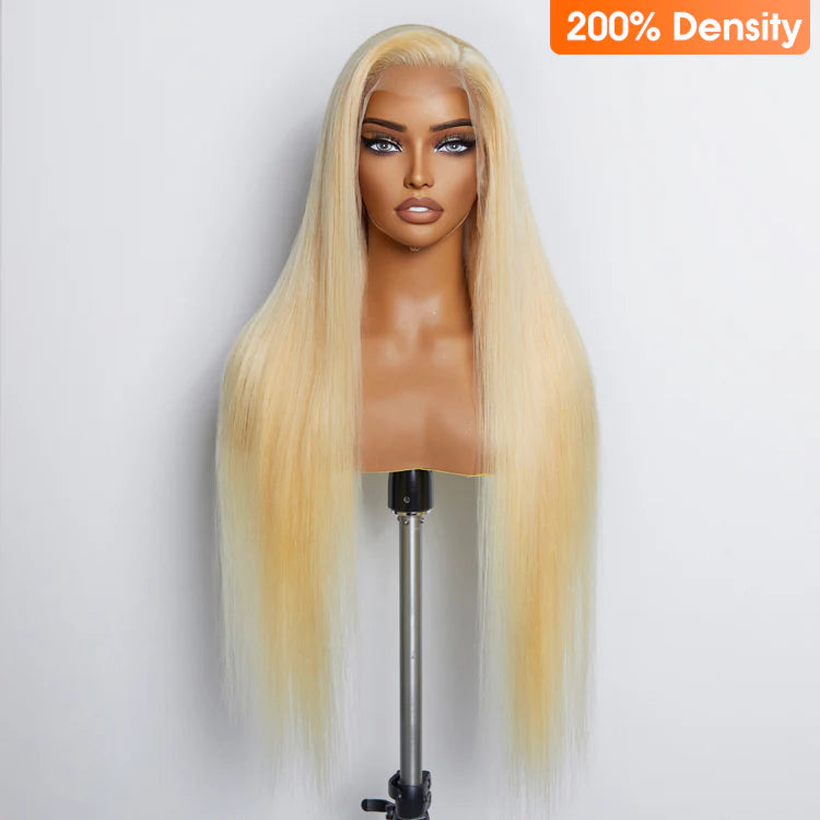 26–30″ #613 Blonde Straight Lace Frontal Wig – Pre-Plucked 13×4, 150% Density, 100% Human Hair