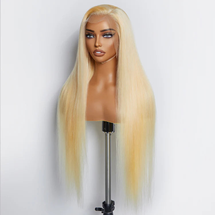 26–30″ #613 Blonde Straight Lace Frontal Wig – Pre-Plucked 13×4, 150% Density, 100% Human Hair