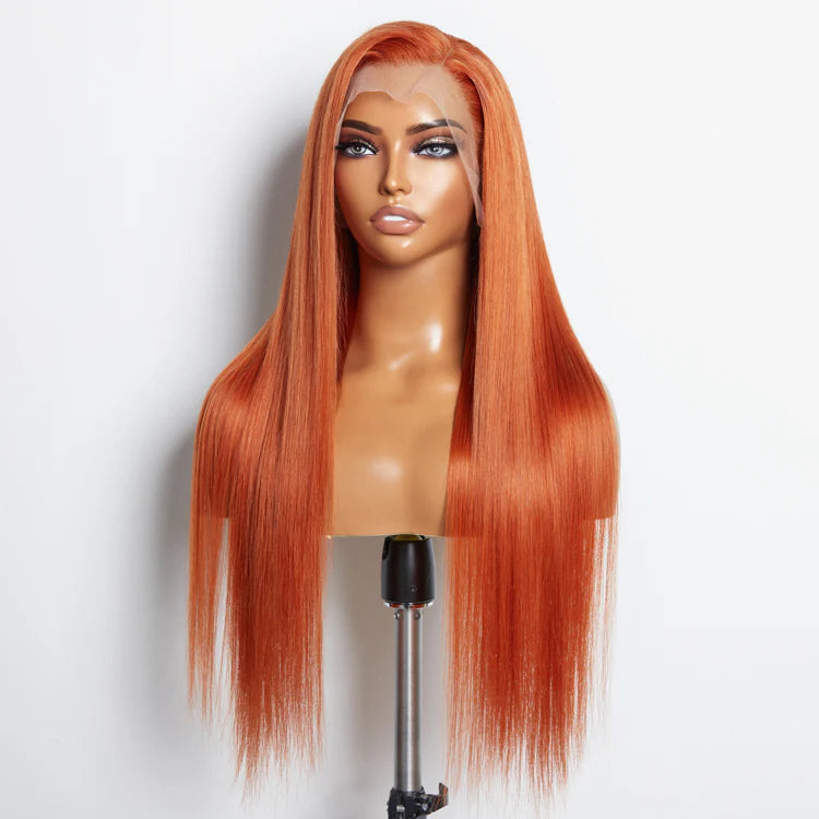 24″ Ginger Straight Lace Front Wig – 13×4 Pre‑Plucked Free Part, 150% Density, 100% Human Hair
