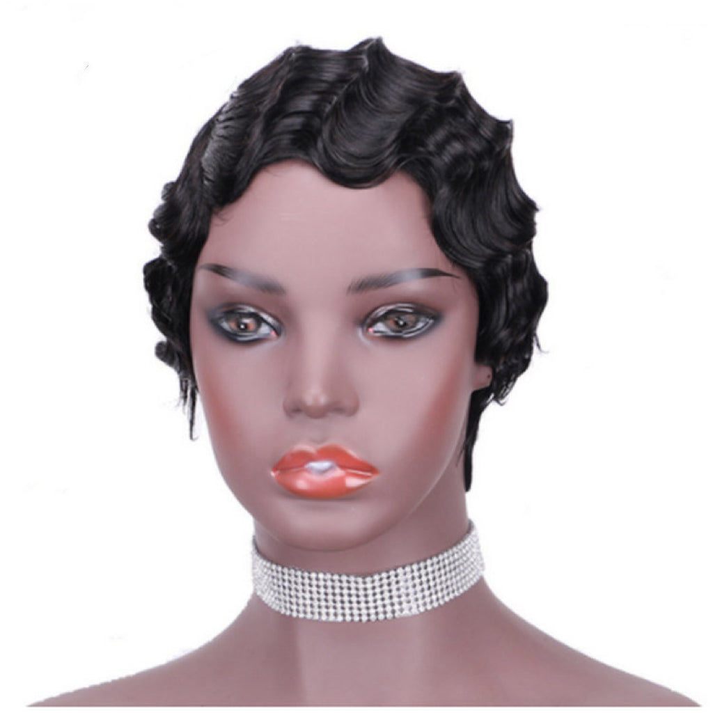 African-Style Vintage Short Wig made from 100% human hair. Classic and chic retro cut for a timeless, stylish look.