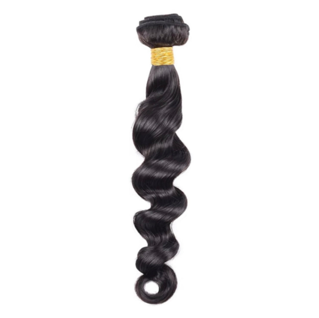 10A virgin loose deep human hair bundle in 1B natural black with soft, deep waves