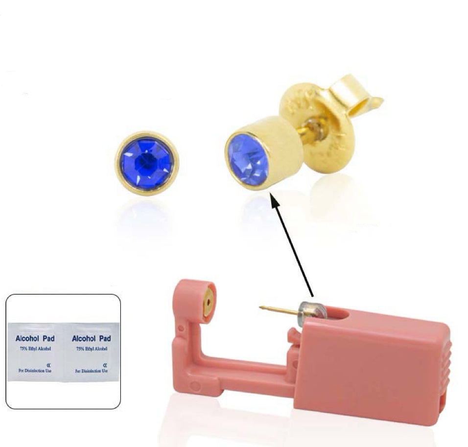 Ear Piercing Kit with Stud Earrings – 0.8mm Stainless Steel Piercing Tool with Free Alcohol Pad