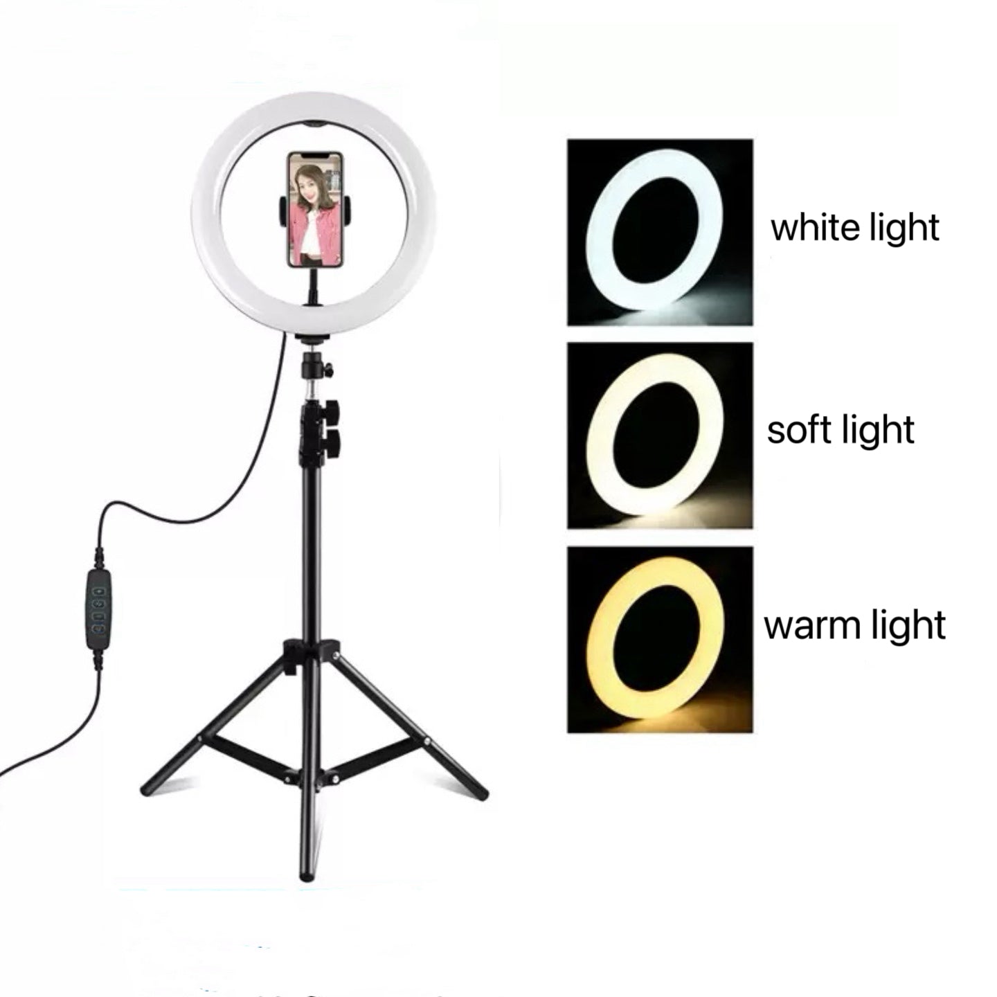 Dimmable 7.6‑Inch LED Selfie Ring Light with 43.3‑Inch Adjustable Tripod Stand – Ideal for Video Recording & Live Streaming on Smartphones, Cameras & Webcams