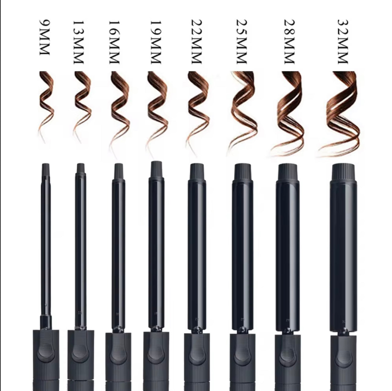 Electric Rotating Curling Iron with LED Display – PTC Ceramic Heater, 45–65W Power