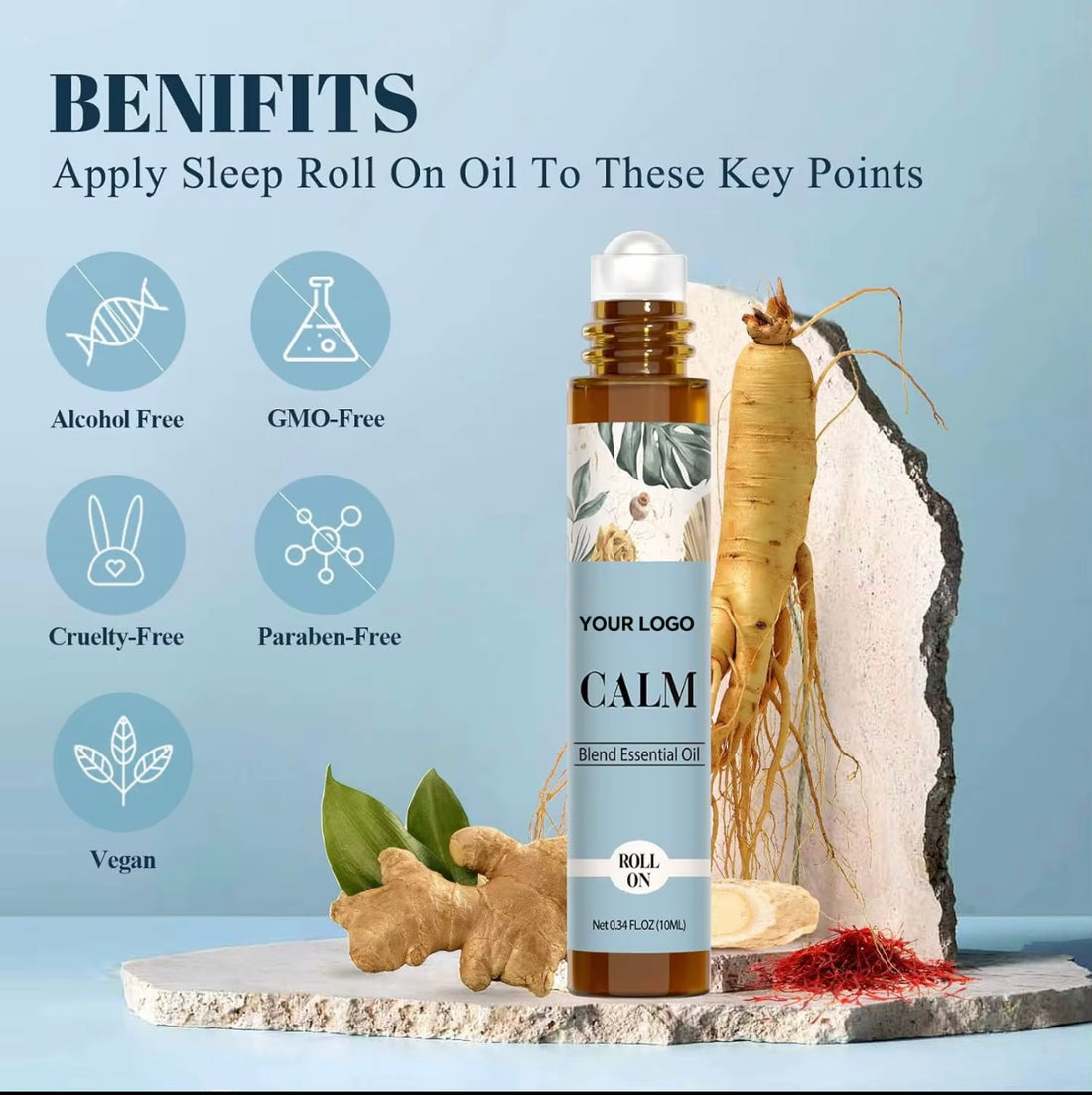 Custom Private Label Sleep Roll-On Oil | Blend Essential Oils | Vegan & GMO-Free
