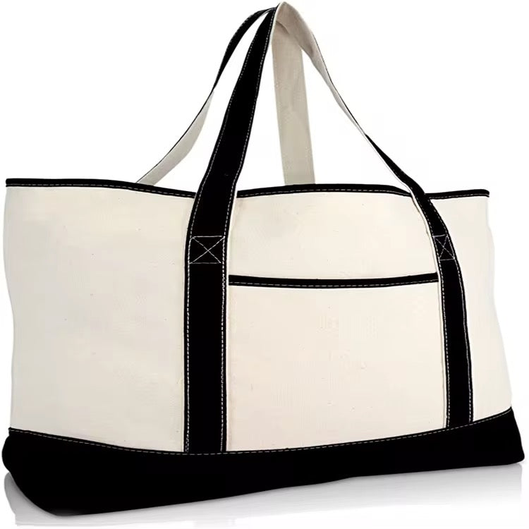 Large Capacity Stylish Canvas Tote Bag – Eco-Friendly Cotton