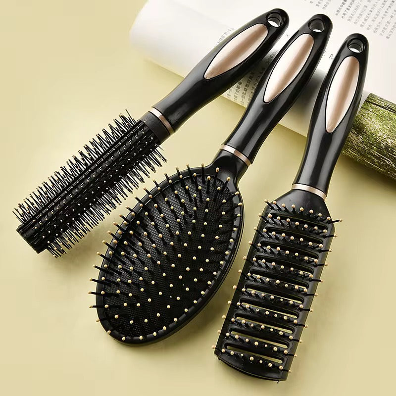 Anti-Static Cushion Hair Brush Set – ABS Ribbed Massage Brush for Curly Hair & Salon Use
