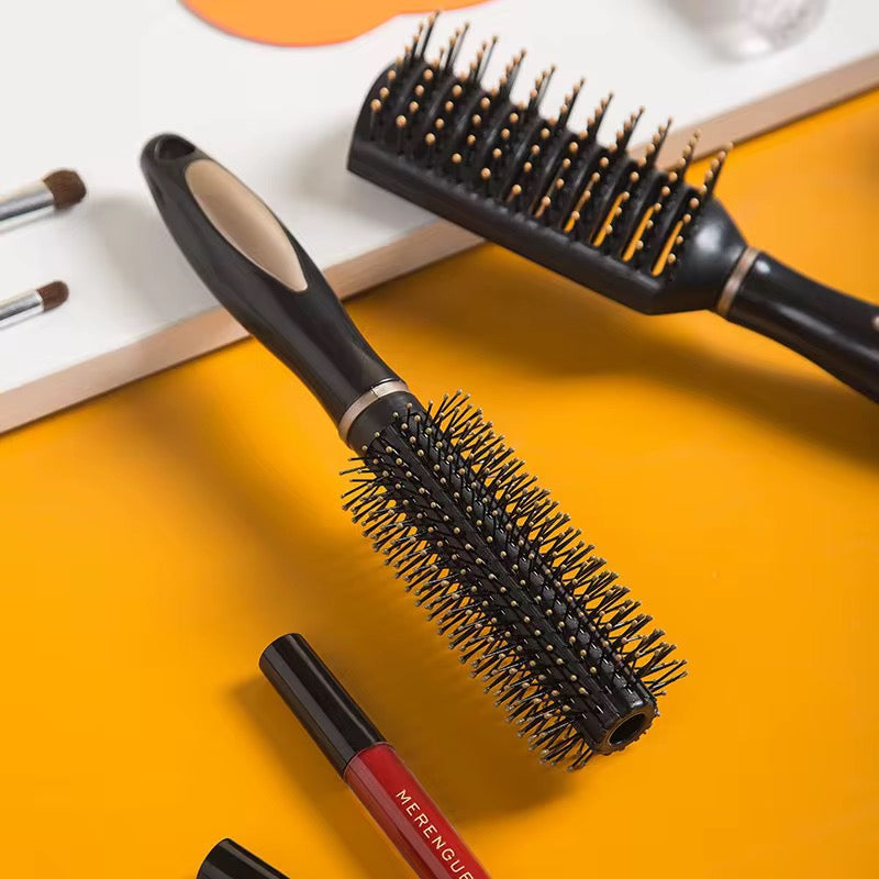 Anti-Static Cushion Hair Brush Set – ABS Ribbed Massage Brush for Curly Hair & Salon Use