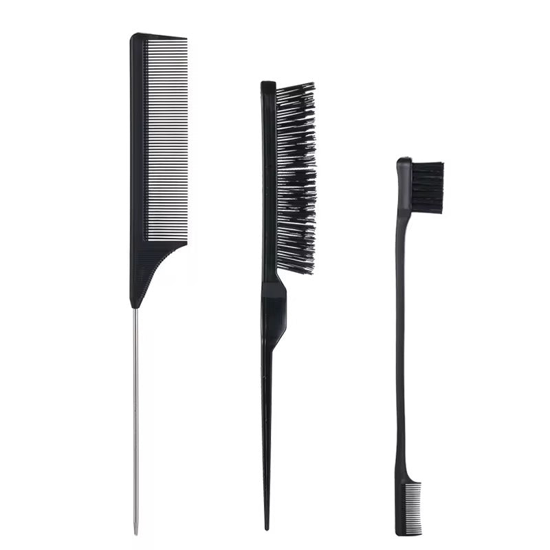Professional Hair Styling Comb Set – Rat Tail Comb & Edge Brush for Defined Hairstyles