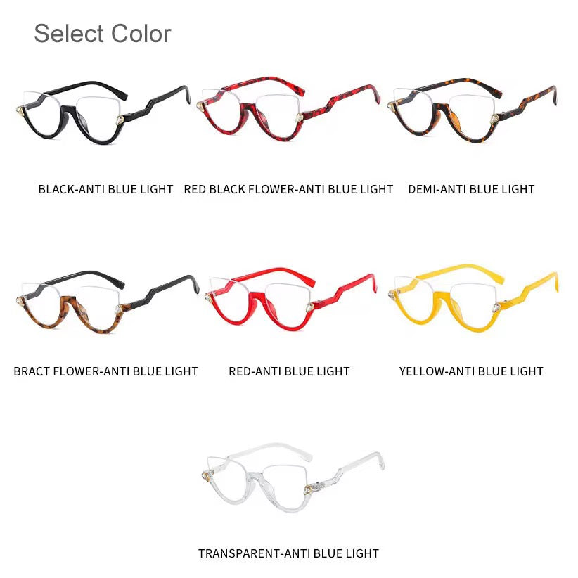 Luxury Rhinestone Blue Light Blocking Glasses – Stylish Women’s Optical Frame