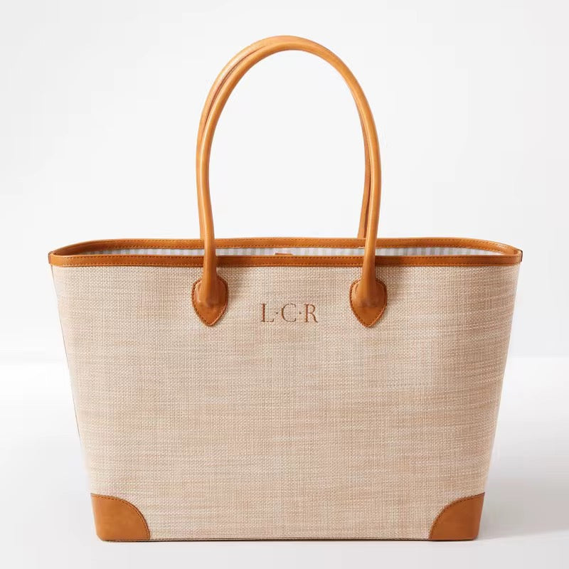 Natural Linen Jute Beach Tote Bag – Eco-Friendly Handbag