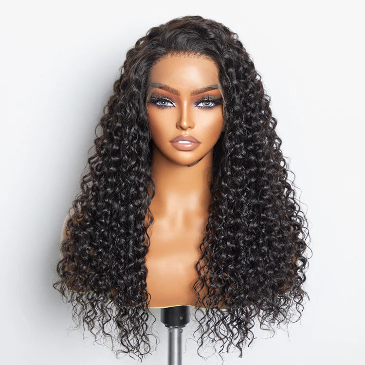 13x6 Glueless 3D Cap Water Wave Lace Front Wig | Transparent Lace | Pre-Bleached | 150% Density