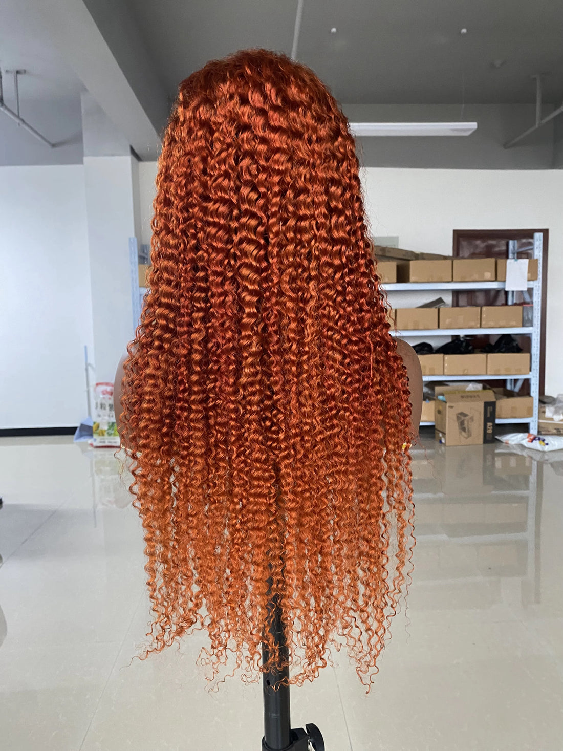 13x4 HD Lace Frontal Wig Ginger Orange Deep Curly 180% Density Human Hair