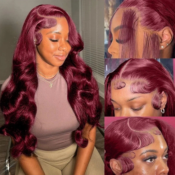 99J Burgundy Body Wave HD Lace Front Wig – 13x6 HD Lace Frontal Human Hair Wig
