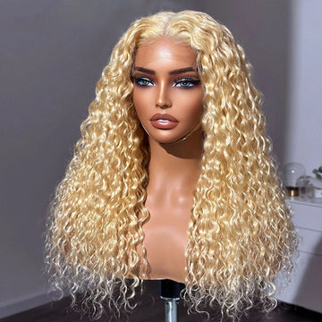 613 Golden Blonde Deep Wave 13x4 HD Lace Front Wig – 250% Density Glueless Long Human Hair Wig