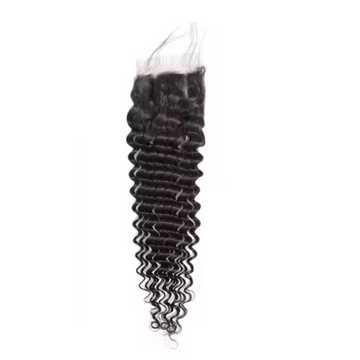 4x4 HD Lace Closure – Deep Wave Natural Black #1B 100% Human Hair