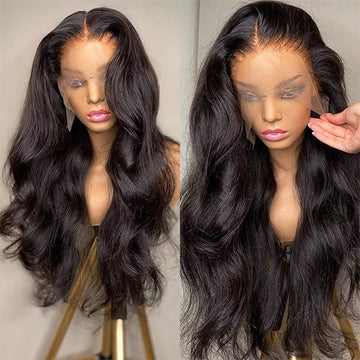 Natural Black Body Wave 13x4 HD Lace Frontal Wig – 100% Human Hair Long Wig